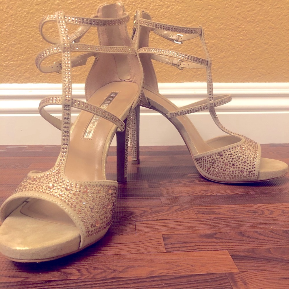 Brown Swarovski shoes